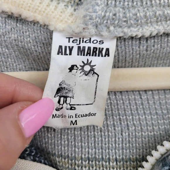 Tejidos Aly marka 100% wool Zip-up lama hoodie lama jacket size Medium - Picture 4 of 13